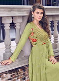 Green Multi Embroidered Jacket Style Anarkali Suit Set