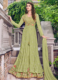 Indian Clothes - Green Multi Embroidered Jacket Style Anarkali Suit Set