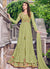 Indian Clothes - Green Multi Embroidered Jacket Style Anarkali Suit Set