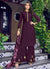 Indian Clothes - Purple Overall Golden Embroidered Palazzo Suit Set