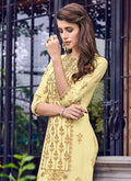 Yellow Overall Embroidered Gharara Suit Set, Salwar Kameez