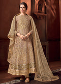 Golden Beige Embroidered Anarkali Suit