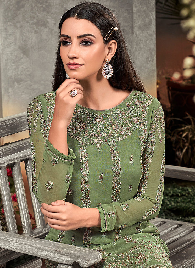 Embroidered Palazzo Suit