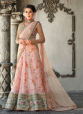 Teal And Pink Floral Embroidered Lehenga Choli Suit