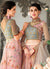 Teal And Pink Floral Embroidered Lehenga Choli Suit