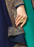 Turquoise And Blue Embroidered Lehenga Kurti Set