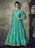 Turquoise And Golden Embroidered Flared Anarkali Suit