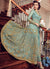 Turquoise With Golden Details Kalidar Anarkali Lehenga/Pant Suit