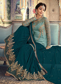Turquoise Two Tone Embellished Gharara Suit