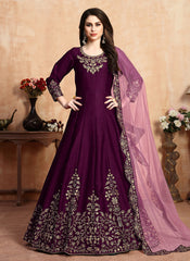Purple Designer Silk Anarkali Suit
