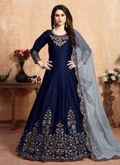 Blue Designer Silk Anarkali Suit