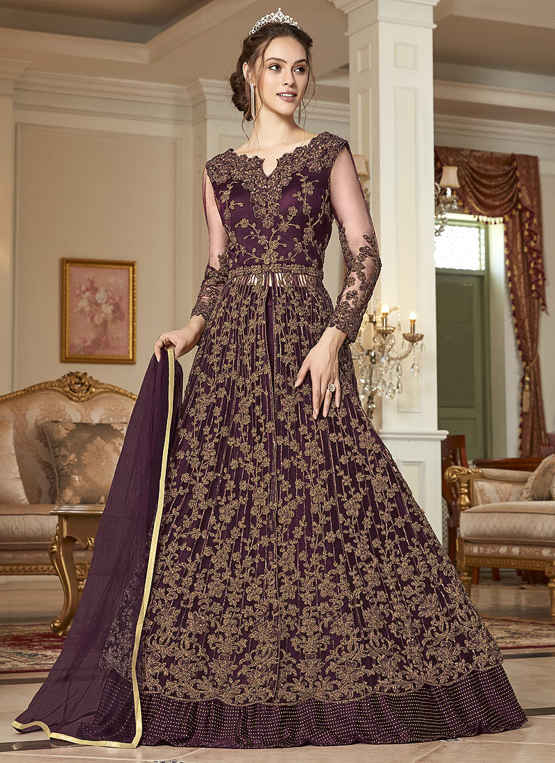 Maroon Anarkali Lehenga Suit