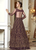 Maroon Zari Embroidered Anarkali Lehenga Suit, Salwar Kameez