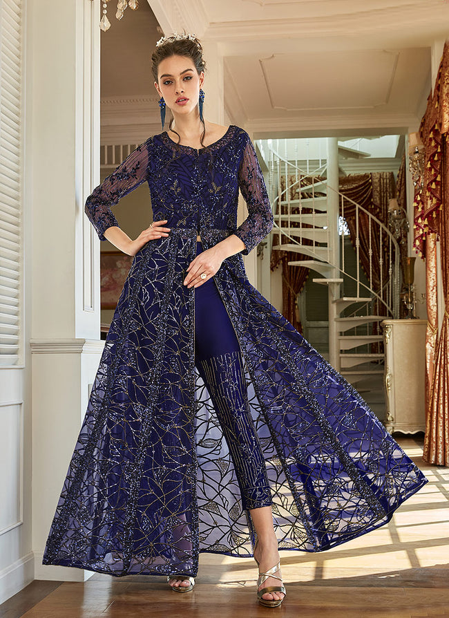 Navy blue anarkalis online shop