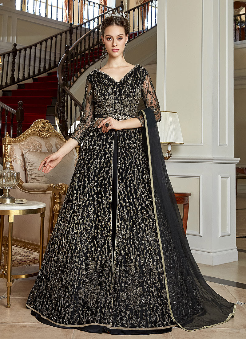 Black Anarkali Lehenga Suit