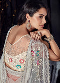 White Overall Floral Embroidered Designer Saree