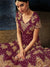 Wine Golden Embroidered Georgette Anarkali Suit