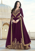 Wine Purple Elegant Embroidered Anarkali Suit