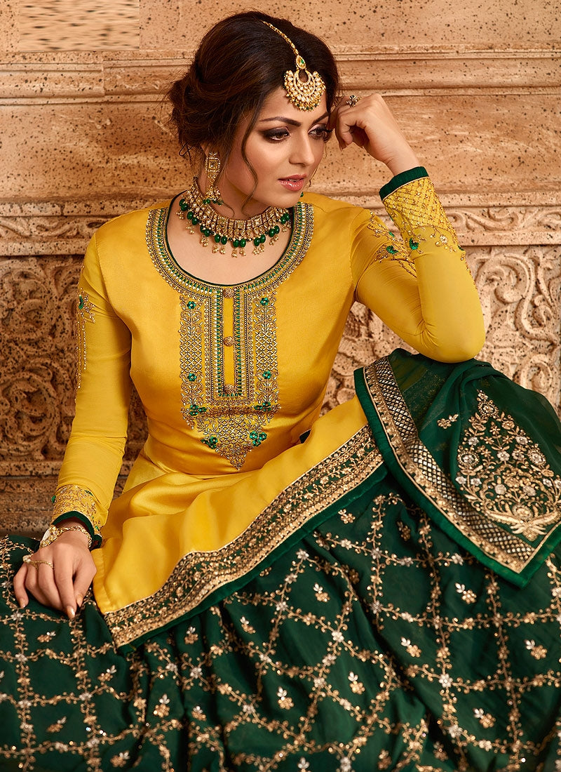 Women's Yellow Kurta With Green Dupatta (3pc Set) - Label Shaurya Sana –  Trendia