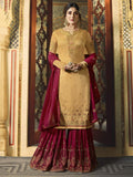 Yellow And Red Ethnic Embroidered Sharara Suit