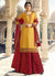 Yellow And Red Embroidered Lehenga Kurti Set