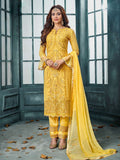 Yellow Overall Designer Embroidered Pant Suit
