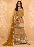 Yellow Embroidered Georgette Sharara Suit
