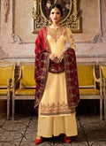 Indian Clothes - Yellow And Red Embroidered Palazzo Suit