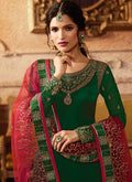 Green And Maroon Embroidered Palazzo Suit, Salwar Kameez