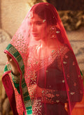 Green And Maroon Embroidered Palazzo Suit