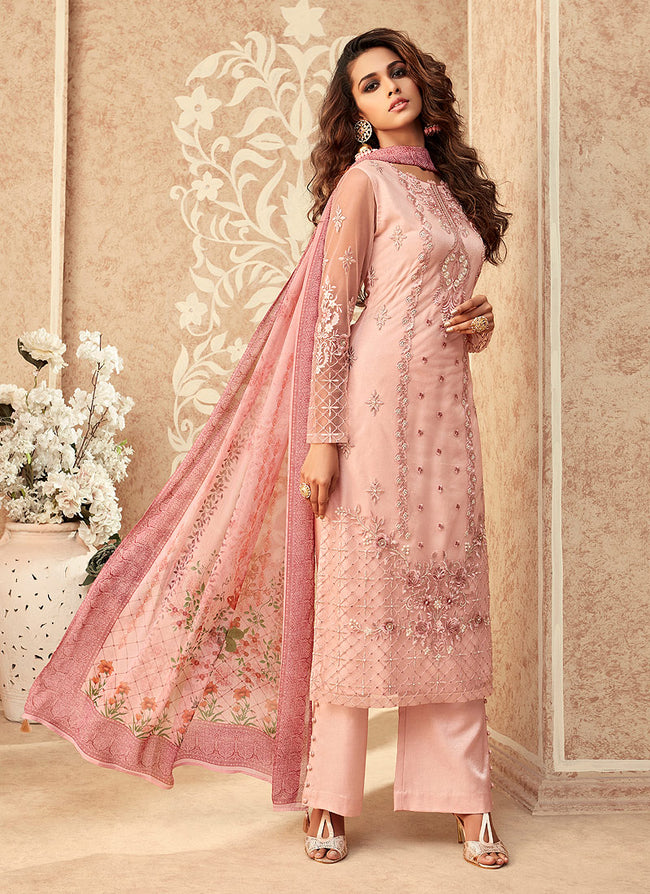 Buy Baby Pink Scintillating Designer Wedding Salwar Suit | Wedding Suits