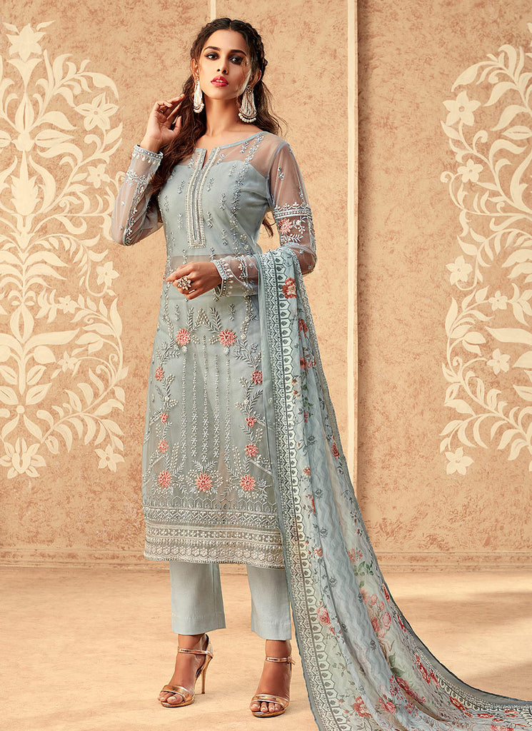 Buy Light Blue Pakistani Salwar Kameez Suit Online | Hatkay Buy Light Blue Pakistani Salwar Kameez Suit Online | Hatkay